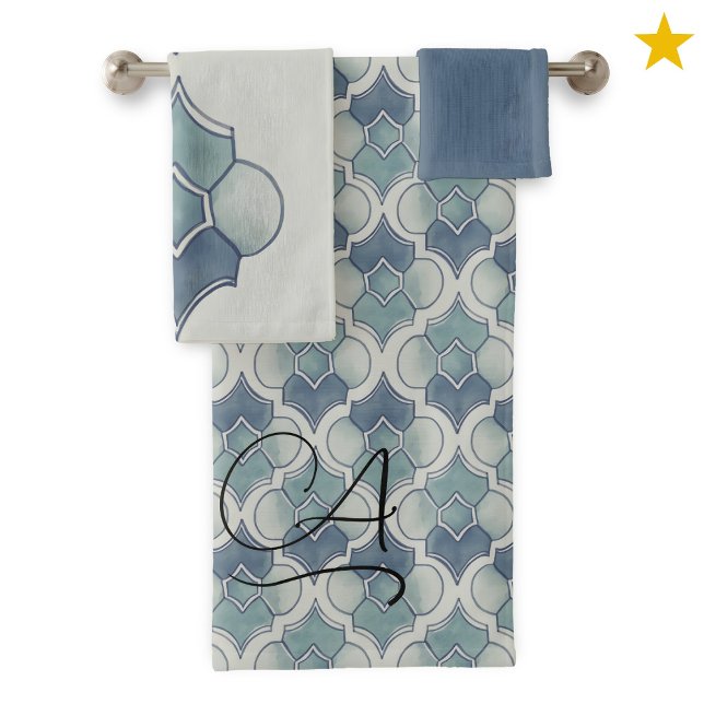 Motif géométrique à monogramme en aquarelle sarcel (Créateur téléchargé)