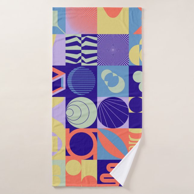 motif géométrique Abstrait aux formes simples (Serviette de bain)