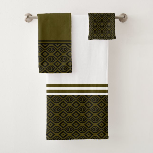 Motif géométrique abstrait diamant noir et vert (En situation)
