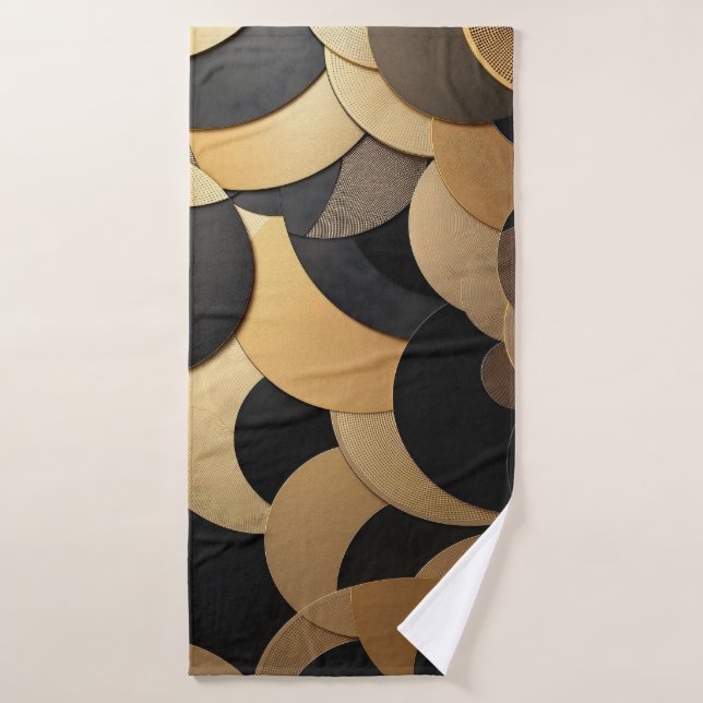 Motif géométrique Abstrait or et noir (Serviette de bain)