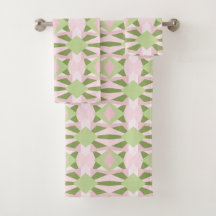 Motif géométrique abstrait vert et rose pastel