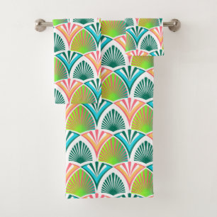 Motif géométrique avec feuilles de palme et fleurs