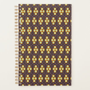 Motif géométrique avec hexagones orange et bleu