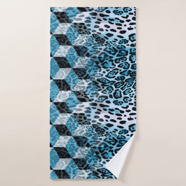 Motif géométrique avec peau de léopard, patte de l (Serviette de bain)