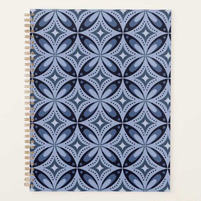 Motif géométrique bleu de style rétro (Devant)