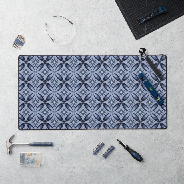 Motif géométrique bleu de style rétro (Poste de travail)