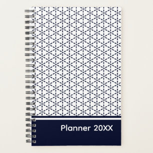 Motif géométrique bleu marine sur fond blanc