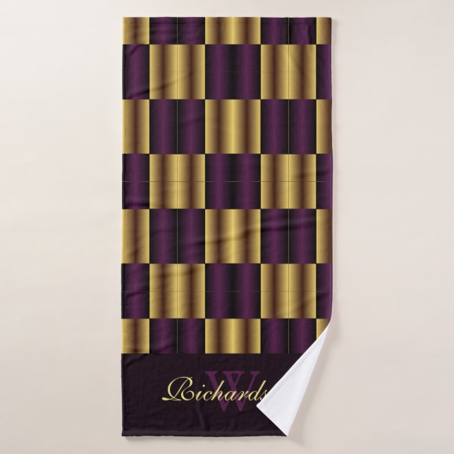 Motif Géométrique Carré mignon et or (Serviette de bain)