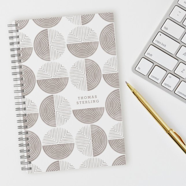 Motif géométrique Cercle gris Carnet spiral (Créateur téléchargé)