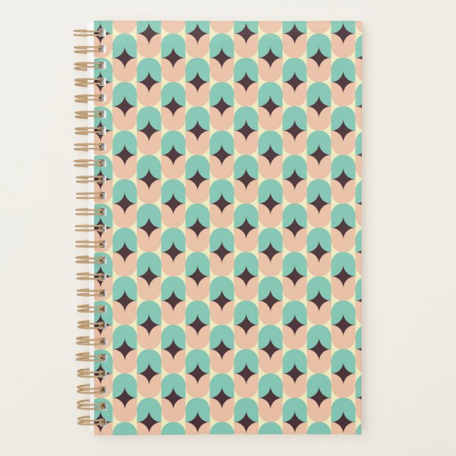 Motif géométrique de formes sarcelle, beige et noi (Devant)