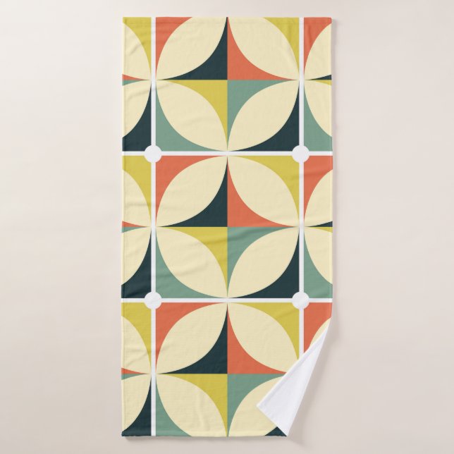 Motif géométrique des années 70 rétro. (Serviette de bain)