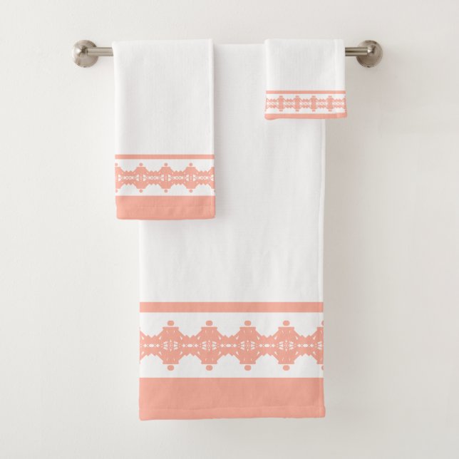 Motif géométrique élégant corail et blanc (En situation)