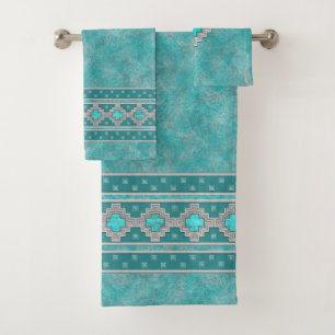 Motif géométrique en pierre turquoise du sud-ouest