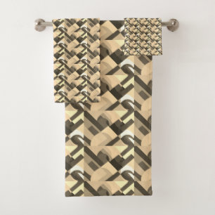 Motif Géométrique Ethnique Brun Charbon Noir 