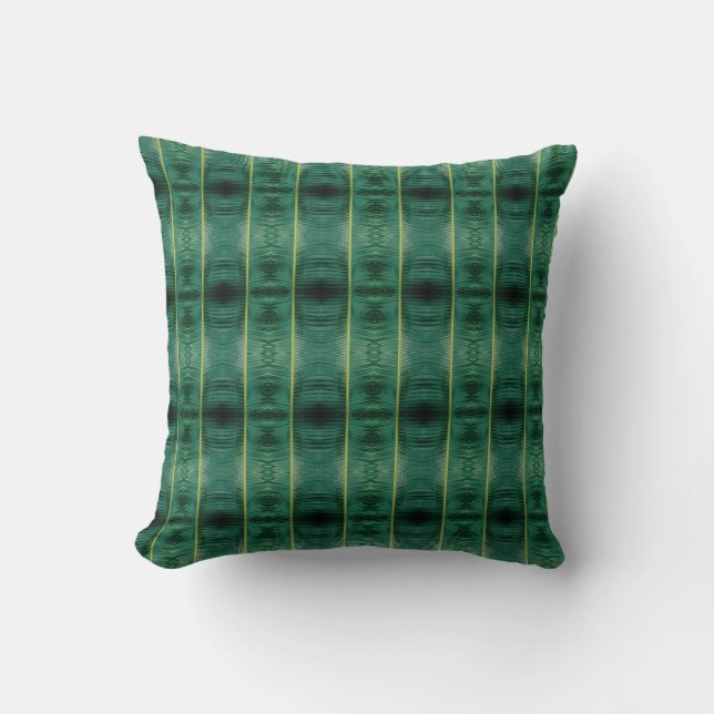Motif géométrique feuille verte profonde coussin t (Recto)