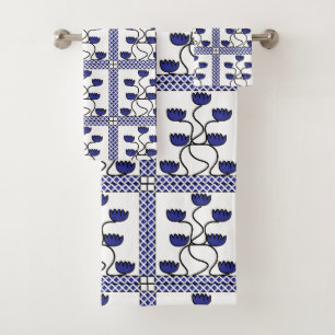 Motif géométrique floral bleu asiatique persan