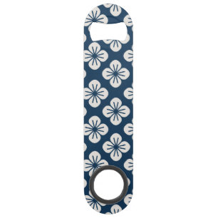Motif géométrique floral bleu de la marine japonai