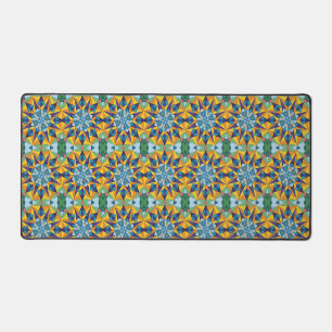 Motif géométrique fractal bleu et jaune