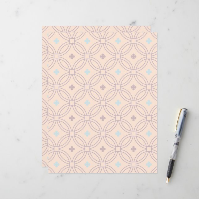 Motif géométrique interversible rose et bleu rétro (Devant/Arrière en situation)