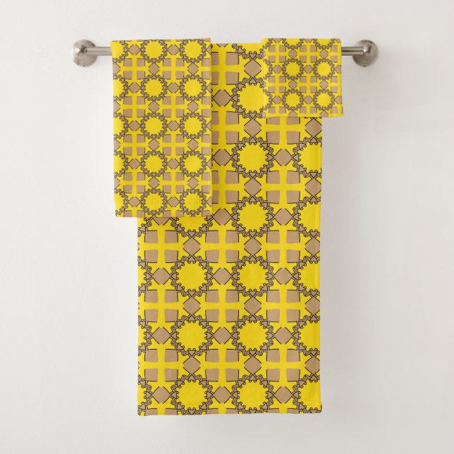 Motif géométrique jaune et marron (En situation)
