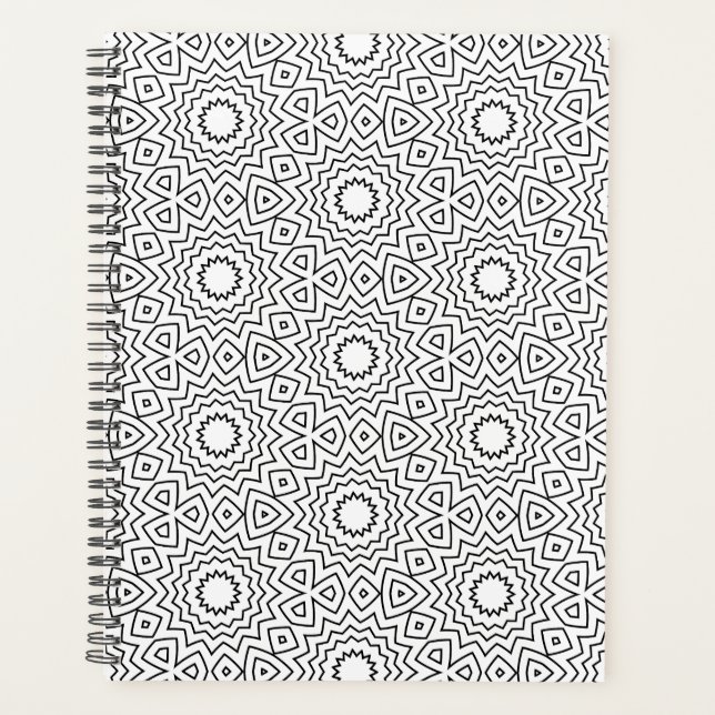 Motif géométrique mandala noir et blanc moderne (Devant)