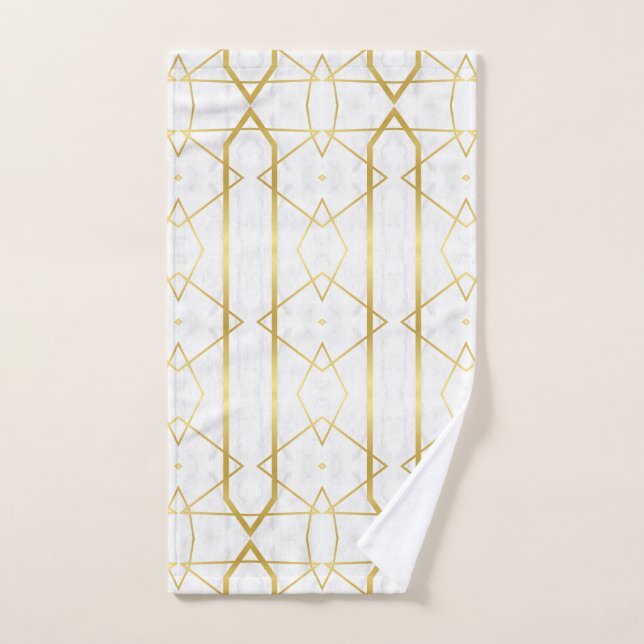 motif géométrique Marbre blanc et or (Serviette à main)