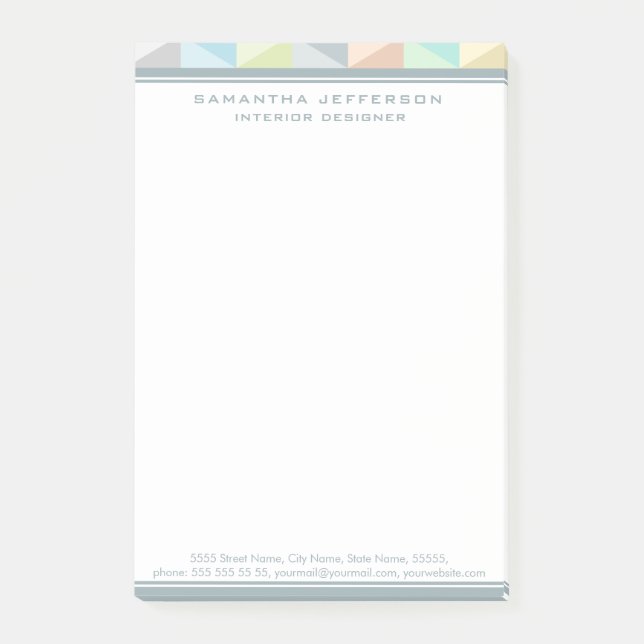 Motif géométrique moderne Post-it® Notes 4 x 6 (Devant)
