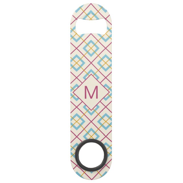 Motif Géométrique Monogramme Rose et Bleu Pastel (Devant)