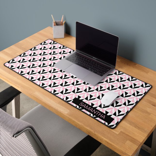 Motif géométrique noir, blanc et rose (Bureau 2)