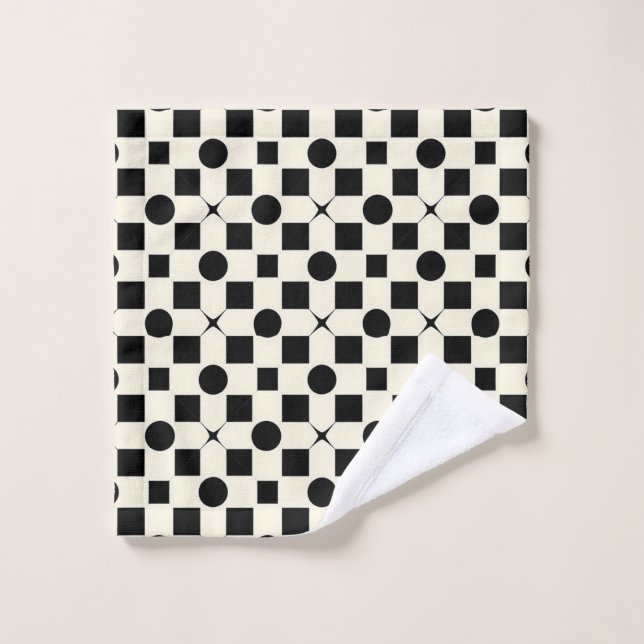 Motif géométrique noir et blanc avec cercles (Gant de toilette)