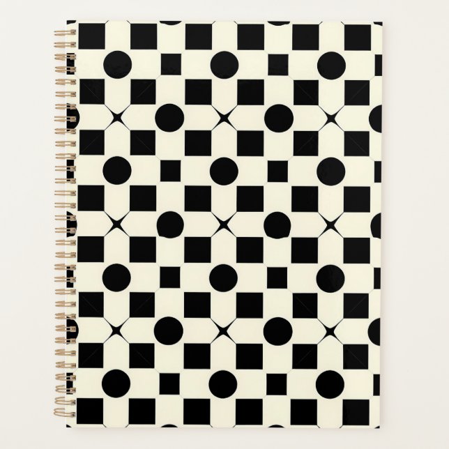 Motif géométrique noir et blanc avec cercles (Devant)