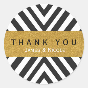 Motif géométrique noir et blanc & Sticker or