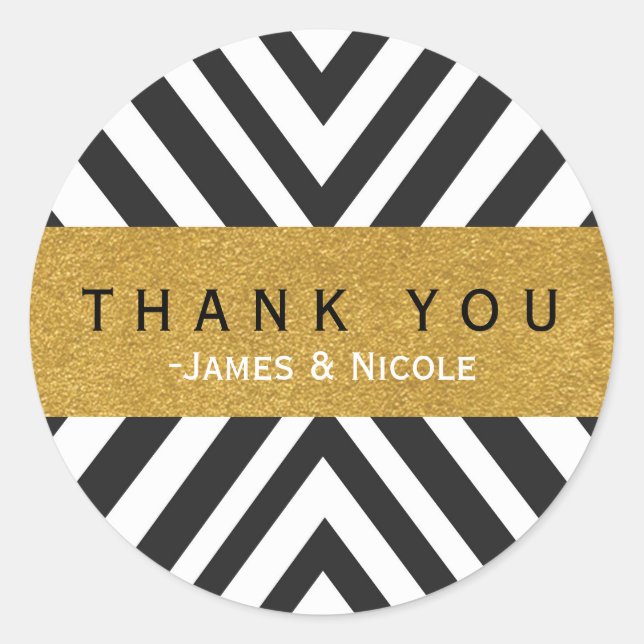 Motif géométrique noir et blanc & Sticker or (Devant)