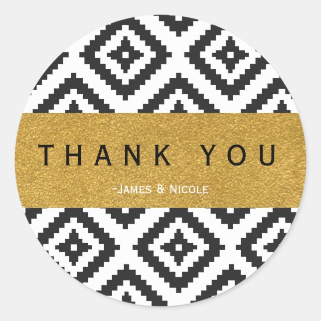 Motif géométrique noir et blanc & Sticker or (Devant)