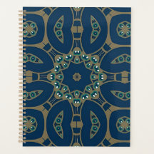 Motif géométrique octogonal bleu marine et or