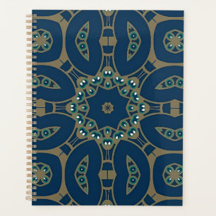 Motif géométrique octogonal bleu marine et or