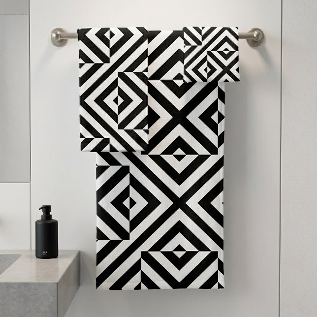 Motif géométrique Op Art rayé noir et blanc (Créateur téléchargé)