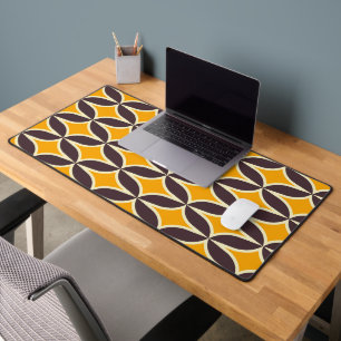 Motif géométrique rétro feuille jaune et marron