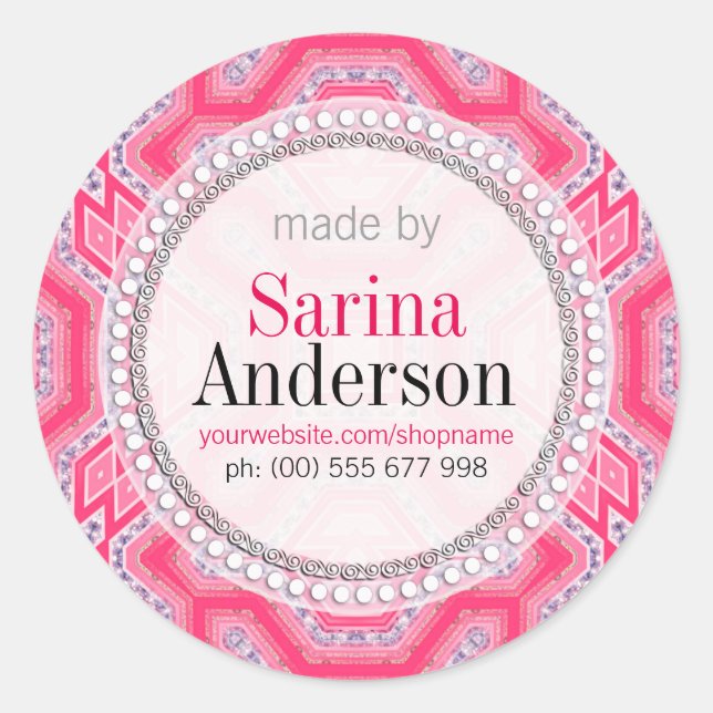 Motif Géométrique Rose Fait Par Des Stickers Étiqu (Devant)