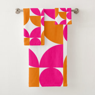 Motif géométrique rose orange du milieu du siècle