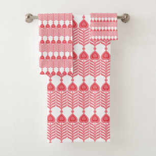 Motif géométrique rouge et rose avec interlo