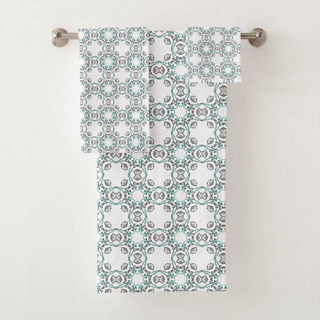 Motif géométrique sarcelle et blanc  (En situation)