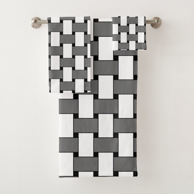 Motif géométrique tissé gris et blanc (En situation)