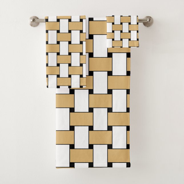 Motif géométrique tissé or et blanc (En situation)