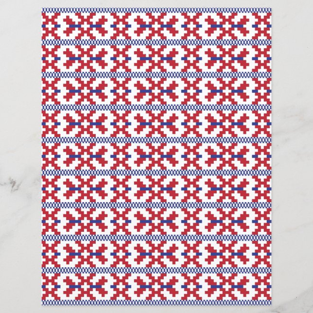 Motif géométrique tribal rouge, bleu et blanc (Devant)