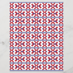 Motif géométrique tribal rouge, bleu et blanc