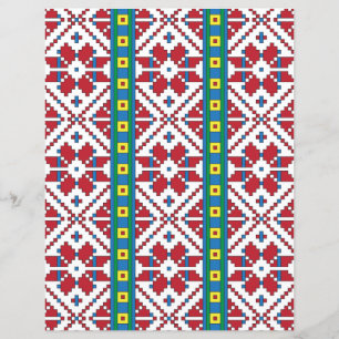 Motif géométrique tribal rouge, bleu et blanc étoi