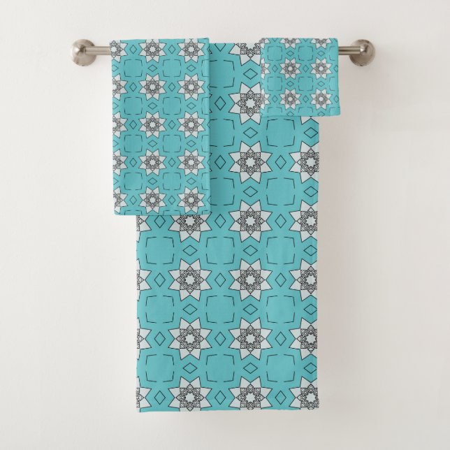 motif géométrique turquoise en forme d'étoile  (En situation)