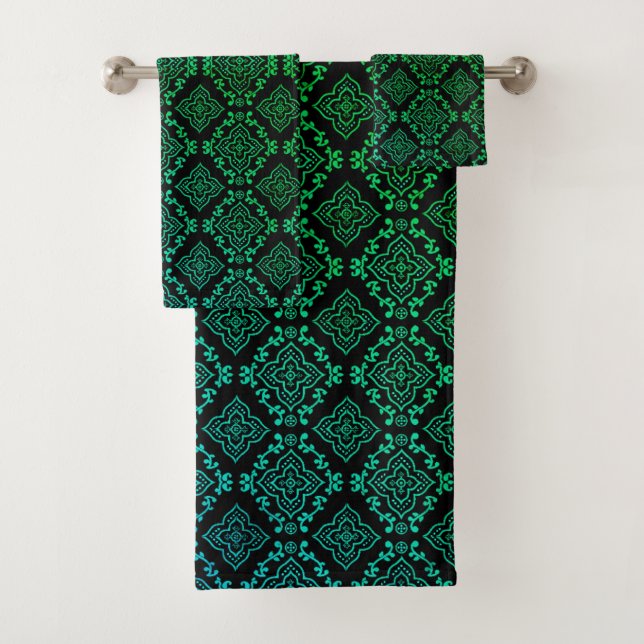 Motif géométrique vert / Impression indienne (En situation)