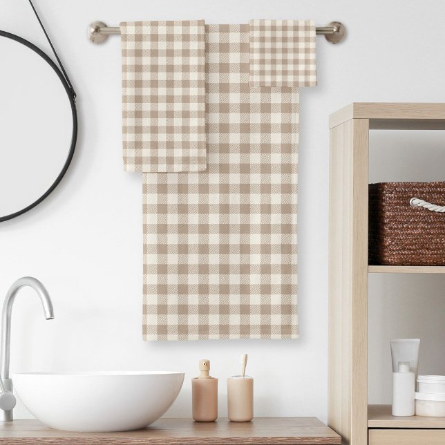 Motif Gingham Bohème Carreaux Neutres (Créateur téléchargé)